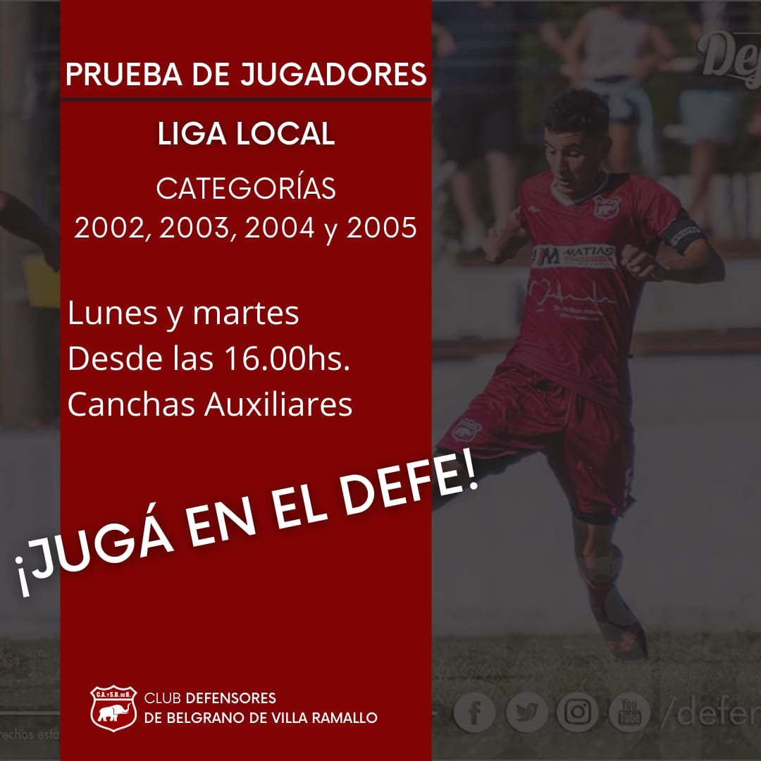 En este momento estás viendo Pruebas de jugadores en Defensores de Belgrano de Villa Ramallo!!