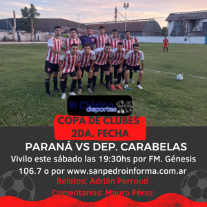 Lee más sobre el artículo Viví Paraná vs Deportivo Carabelas junto a El Clásico!