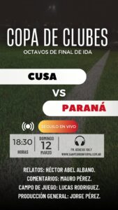 Lee más sobre el artículo Copa de Clubes: Viví CUSA vs Paraná junto a El Clásico!