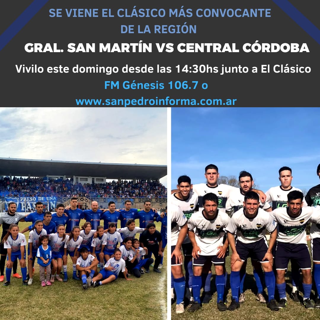 En este momento estás viendo Seguí el clásico entre General San Martín y Central Córdoba por FM. Génesis 106.7!